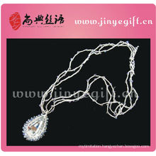 Fine Jewelry Fashion Handcrafted Silver Chain Crystal Crochet Necklace